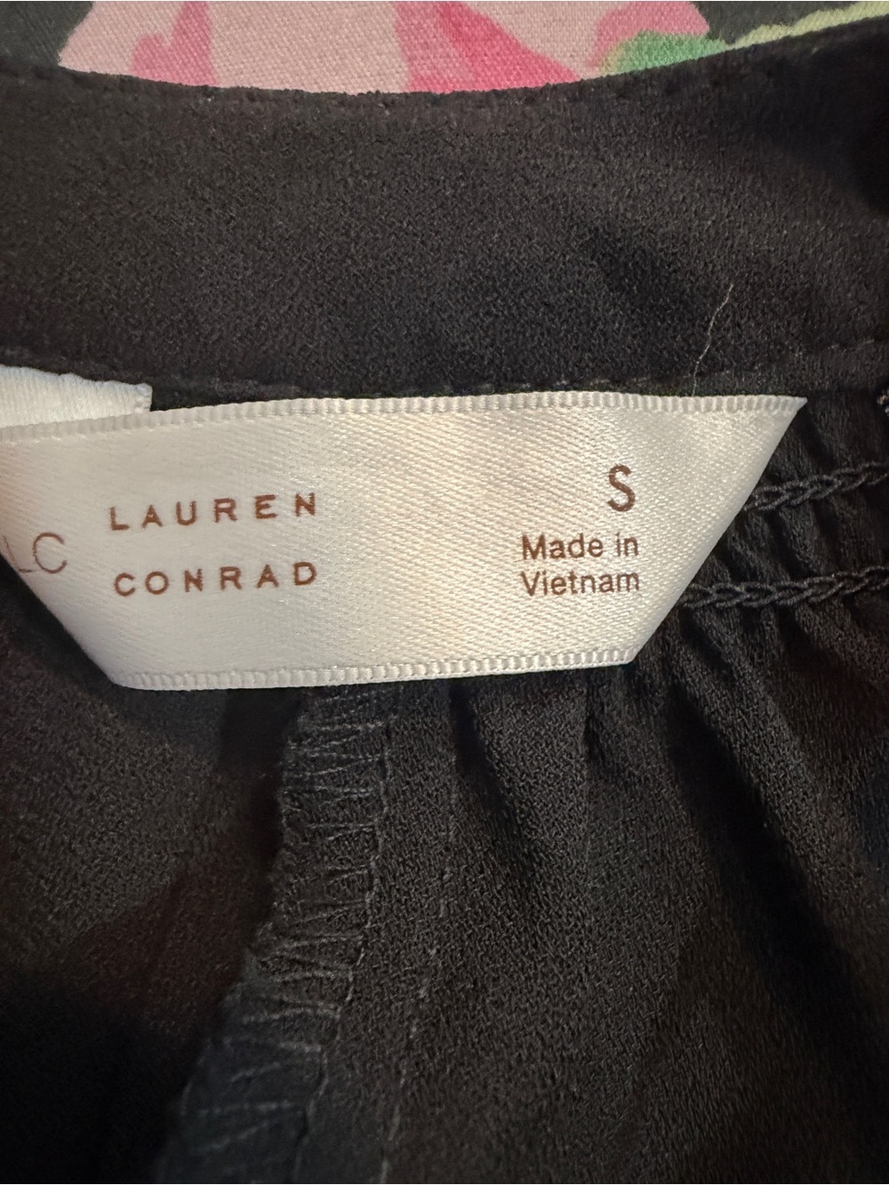 LC Lauren Conrad Black Short-Sleeve Smocked-Neck Blouse - Picture 13 of 14